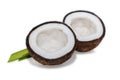 Coconut fruit with cut in half isolated on white background Royalty Free Stock Photo