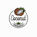 Coconut fruit logo. Round linear of coconut slice