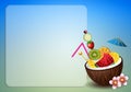 Coconut with fruits for aperitif Royalty Free Stock Photo