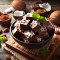 Coconut fudge design with delicious cocoa treats ai generated