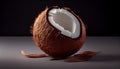 Coconut with half on black background Royalty Free Stock Photo
