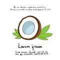 Coconut Half Cut Hand Draw Logo Color Icon Set Royalty Free Stock Photo