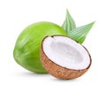 Coconut and half of coconut Isolated on white background Royalty Free Stock Photo