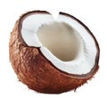 Coconut half isolated on white