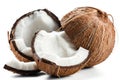 Coconut halved on white background. Neural network AI generated Royalty Free Stock Photo