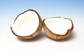 Coconut halves with shell