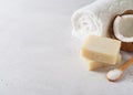 Coconut handmade soap, spa and body care concept Royalty Free Stock Photo