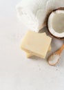 Coconut handmade soap, spa and body care concept Royalty Free Stock Photo