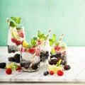 Coconut or infused water with fresh berries Royalty Free Stock Photo