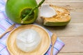 Coconut jelly on wooden background