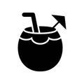 Coconut juice vector, Summer party related solid icon