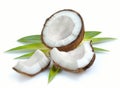 Coconut with leaves Royalty Free Stock Photo