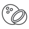 Coconut line icon, fruit and coco, tropical sign Royalty Free Stock Photo