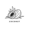 Coconut line icon or linear style pictogram