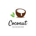 Natural Young Coconut Flat Design Logo Template