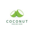 Natural Young Coconut Flat Design Logo Template