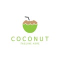 Natural Young Coconut Flat Design Logo Template