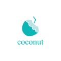 Natural Young Coconut Flat Design Logo Template