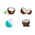 Natural Young Coconut Flat Design Logo Template