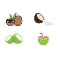 Natural Young Coconut Flat Design Logo Template