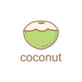 Natural Young Coconut Flat Design Logo Template