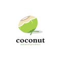 Natural Young Coconut Flat Design Logo Template