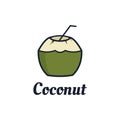 Natural Young Coconut Flat Design Logo Template