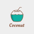 Natural Young Coconut Flat Design Logo Template