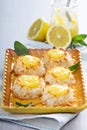 Coconut macaroon cookies with lemon curd