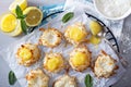 Coconut macaroon cookies with lemon curd