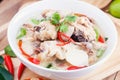 Coconut milk with chicken. Traditional thai soup Tom Kha Gai Royalty Free Stock Photo