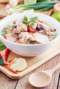 Coconut milk with chicken. Traditional thai soup Tom Kha Gai Royalty Free Stock Photo