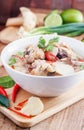 Coconut milk with chicken. Traditional thai soup Tom Kha Gai Royalty Free Stock Photo