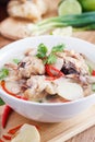 Coconut milk with chicken. Traditional thai soup Tom Kha Gai Royalty Free Stock Photo