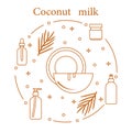 Coconut milk for cosmetics and care products. Glamour fashion vogue style