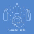 Coconut milk for cosmetics and care products. Glamour fashion vogue style