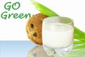 Coconut milk with go green words