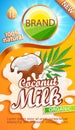 Coconut milk label for your brand. Royalty Free Stock Photo