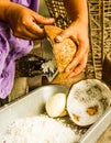 Coconut milk making. Royalty Free Stock Photo