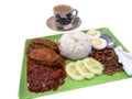 Coconut milk rice Nasi lemak with coffee