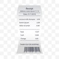 Coconut milk shampoo receipt printed, paper financial check. vector