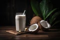 Coconut milkshake glass. Generate Ai