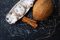 Coconut muffins on a black background Royalty Free Stock Photo