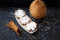 Coconut muffins on a black background Royalty Free Stock Photo