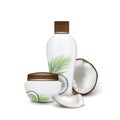 Coconut Natural Shampoo And Cream Cosmetics Vector