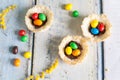 Coconut nests filled with Easter eggs