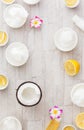 Coconut oil and lemon juice Royalty Free Stock Photo