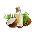 Natural and organic coconut oil vector realistic illustration