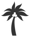 Coconut palm black silhouette. Exotic beach symbol