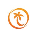 Coconut or Palm Tree Circle Logo Royalty Free Stock Photo